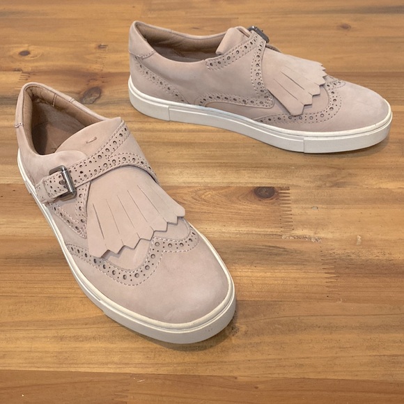 NWOT Frye Gemma Kiltie Nubuck Suede Monk Strap Sneakers in Baby Pink - Picture 3 of 11